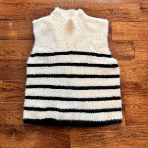 Old Navy Black and Cream Striped Sweater Vest